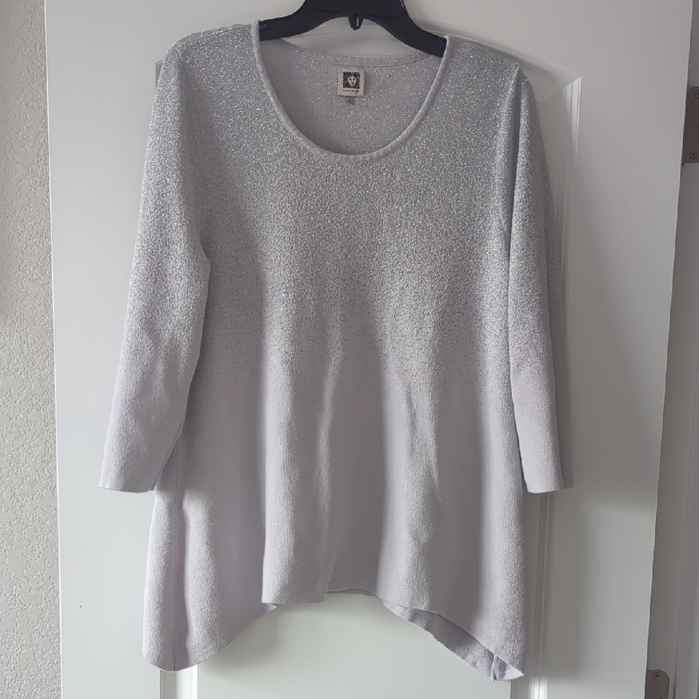 Anne Klein Silver Textured Top